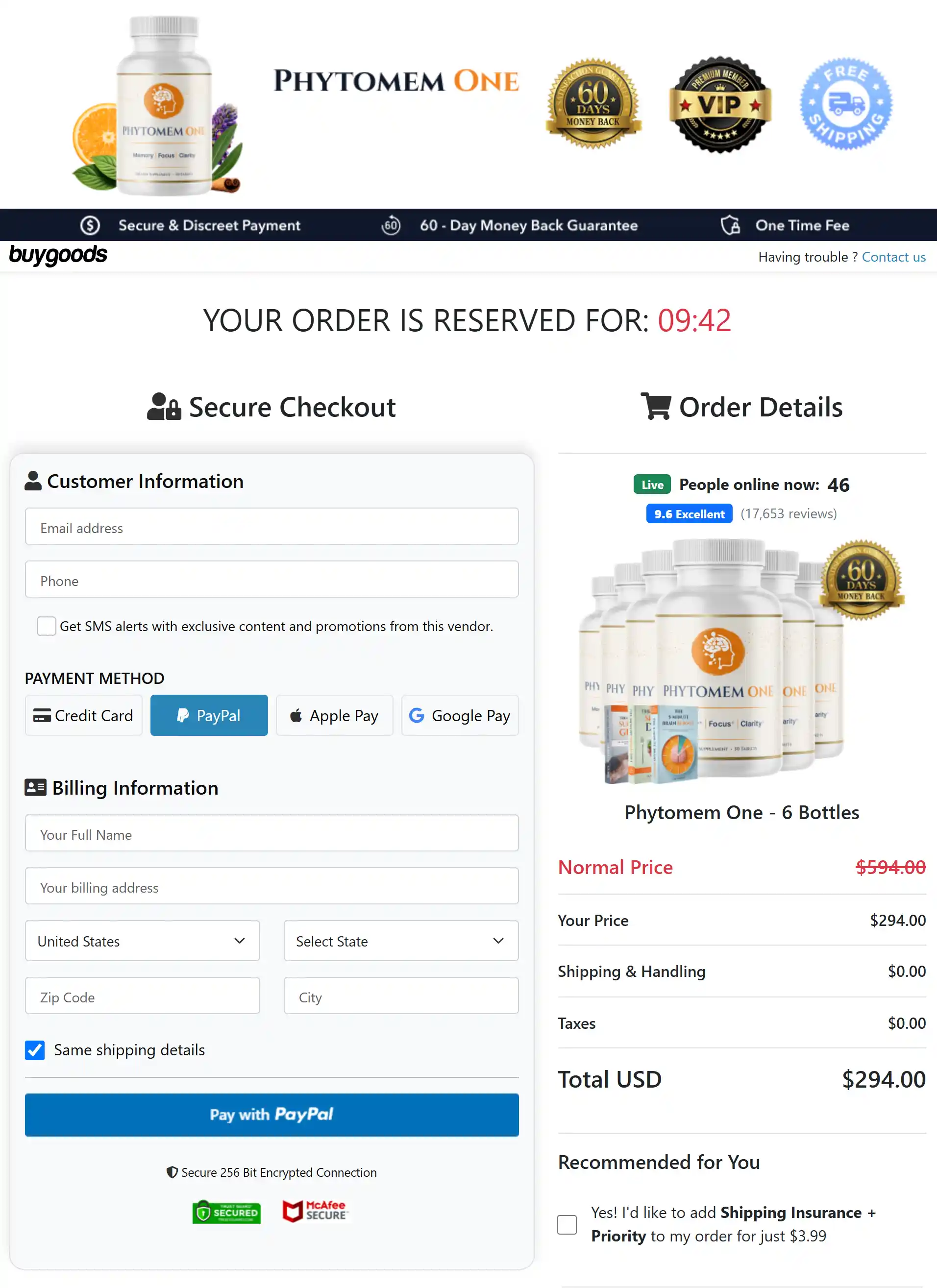 phytomem-one-secure-checkout-page